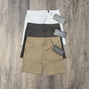 Little Bipsy Ribbed Shorts Trio - Moss, Charcoal, Gray